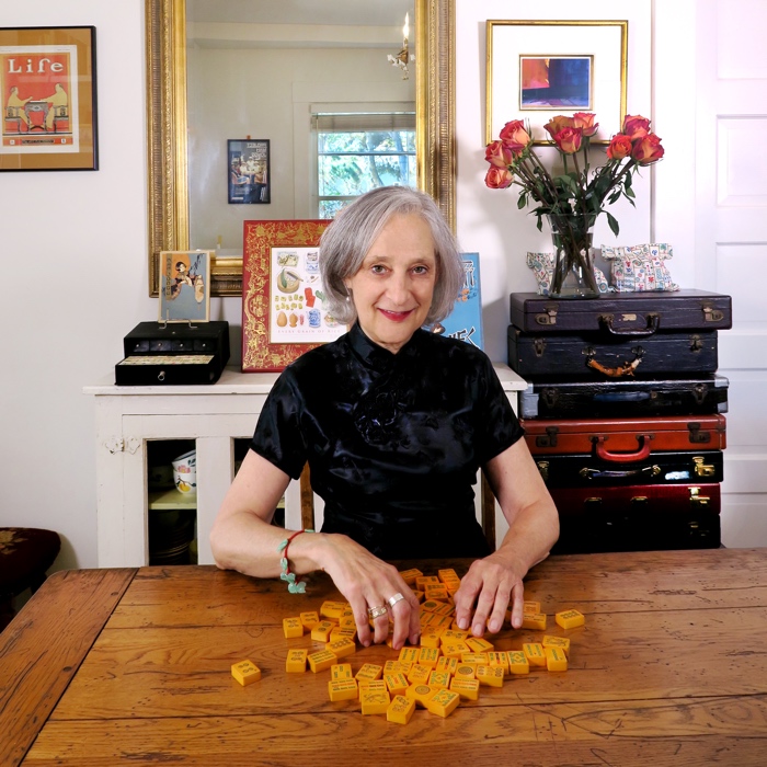 Toby Salk at her Mah Jongg table